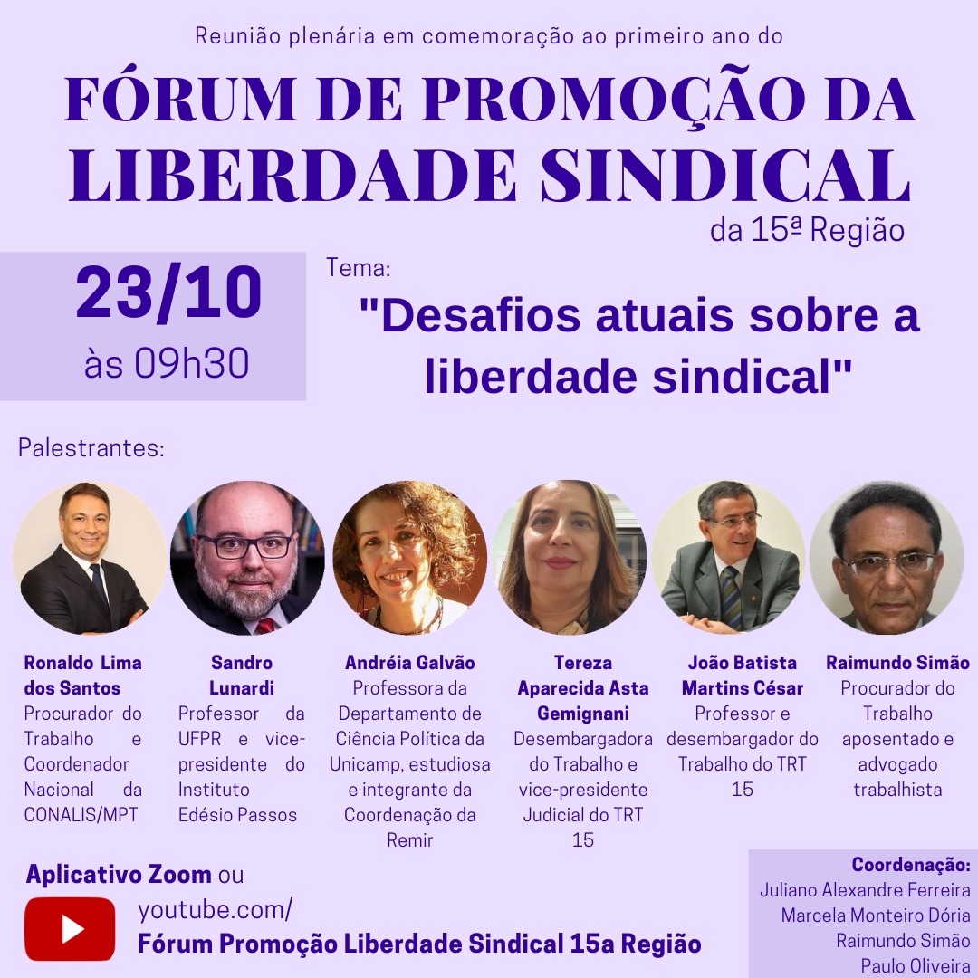 Fórum de Promoção da Liberdade Sindical completa um ano